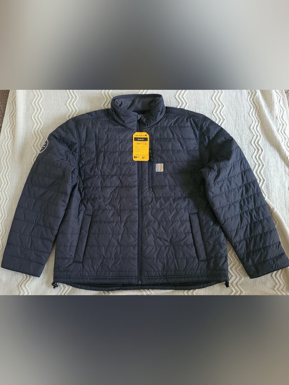 Carhartt Men's XL Relaxed Fit Insulated Quilted Full Zip Gray Jacket